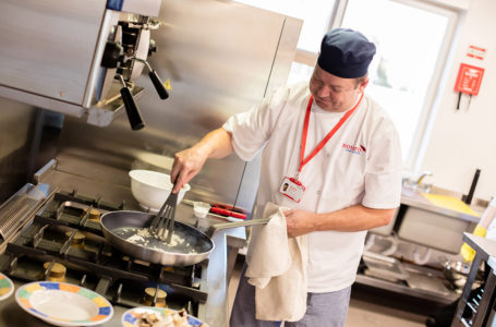 Chef cooking in the kitchen at Casa di Lusso Care Home Bridgwater Somerset